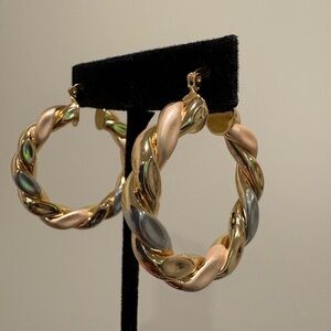 Gold and Silver Twisted Hoop Earrings